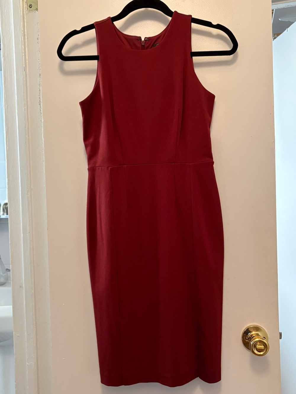 Ann Taylor Sleeveless Maroon Sheath Dress